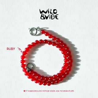 Neckless handmade สร้อยหินแท้ทับทิมสีแดงRuby