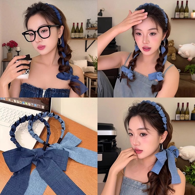 พร้อมส่ง!🇹🇭 ราคา/ชิ้น คาดผมเดนิม ใช้ง่ายทำได้หลายทรง สไตล์คุณหนู ผมไม่หักงอ ดูมีวอลลุ่ม พรีเมียม เนื้องานเกาหลี คุณภาพดี