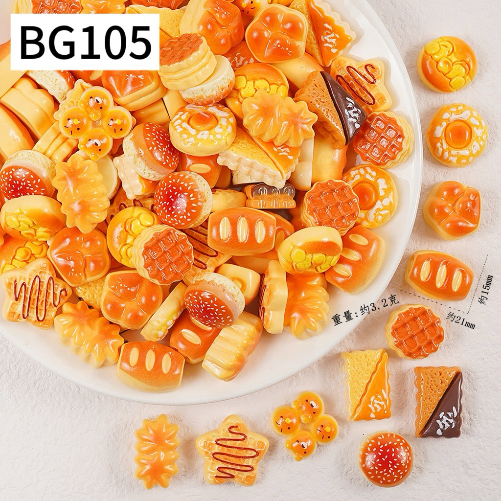 ( จำนวน 50 ชิ้น )อาหารและของเล่นจำลองขนมปังขนาดเล็ก อาหารจิ๋วและของเล่น ของประดับตกแต่งขนาดเล็ก เรซิ่น DIY เครื่องประดับ - รูปที่ 4