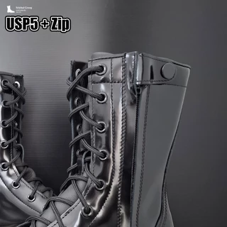Combat Boots Side Zipper / คอมแบท รุ่น USP5+ Zip หนังขัดมันพรีเมี่ยม ใส่ซิปข้าง by Srichaigroup