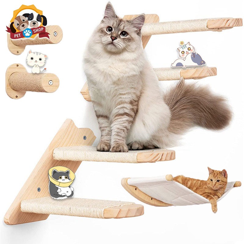 เปลญวนแมว โพสต์รอยขีดข่วนแมว ของเล่นติดผนัง กล่องแมวติดผนังสนามเด็กเล่นแมว ที่ลับเล็บแมว ชุดบันไดแมว สำหรับติดผนัง