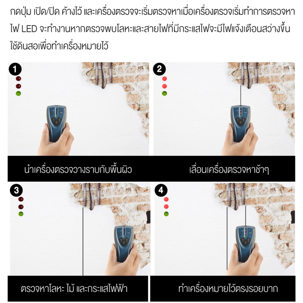 เครื่องสแกนผนัง เครื่องตรวจหา โลหะ ทองแดง( ที่มีกระแสไฟฟ้า) ไม้ สแกนได้ลึก 50มม. เครื่องสแกน SUMO - รูปที่ 3