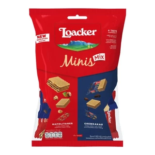 ขนม เวเฟอร์ล็อคเกอร์ มินิส์ Loacker minis 80กรัม ถุงเล็ก ช็อกโกแลต นม รวมรส คาเคา นาโปลิเทนเนอร์