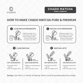 KANADE MATCHA คานะเดะ มัทฉะ ผงชาเขียวมัทฉะ100% (CHADO BRAND) 50G