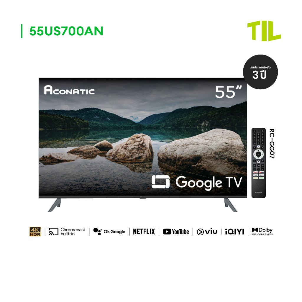 Aconatic LED Google TV 4K HDR รุ่น 55US700AN ขนาด 55 นิ้ว ระบบปฏิบัติการ Google (รับประกัน 3 ปี)