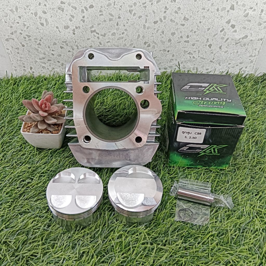 ชุดเสื้อลูกสูบ W125/66มิล ลูกCK CBR 66มิลสลัก15 พร้อมปาดหัวหลบวาล์ว 2วาล์ว 4วาล์ว ใสW125