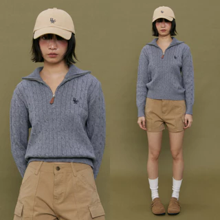 (พร้อมส่ง)Bemingtop974(S-M)-Half Zip Cable Knit – เสื้อไหมพรมคอซิปทรงสวย เท่ได้ ละมุนก็ได้