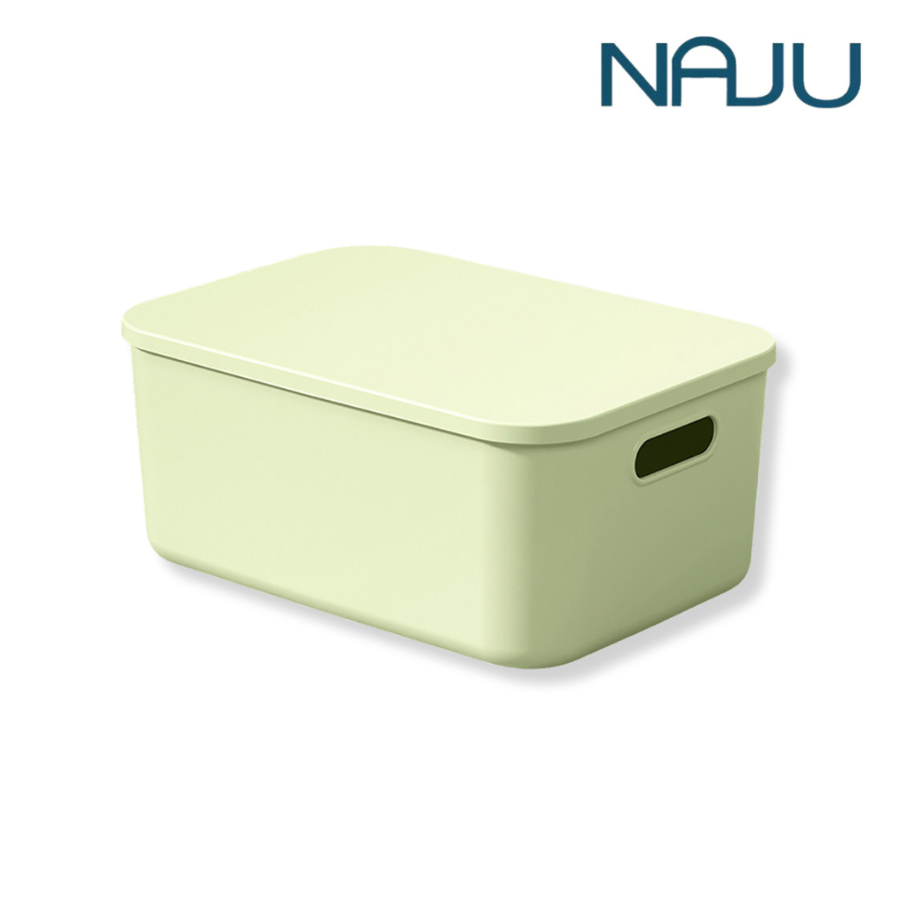 Naju กล่องเก็บของมีฝาปิด จุของได้เยอะ ประหยัดพื้นที่เป็นระเบียบ กันฝุ่น ใช้ในบ้าน  Storage Box