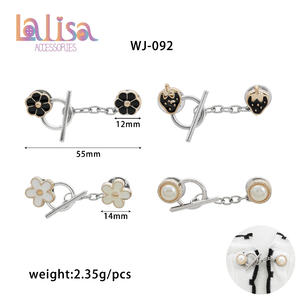 กระดุมแบบเกี่ยวล็อค DIY เสื้อคลุมแฟชั่น button chain buckle WJ-092