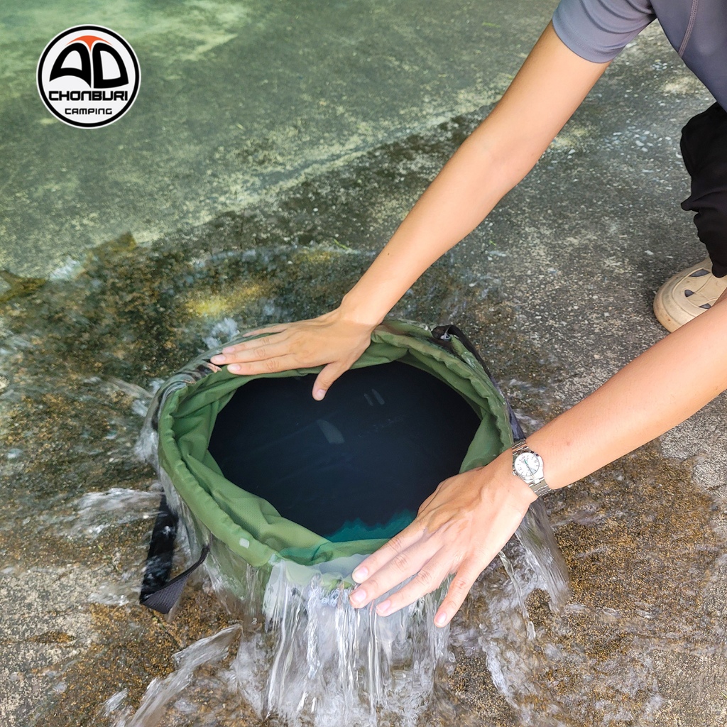 Folding Bucket 20L ถังน้ำพับได้ ใส่น้ำ น้ำแข็ง ล้างผัก ล้างจาน ใส่เครื่องดื่ม น้ำหนักเบา พับเก็บง่าย - รูปที่ 4