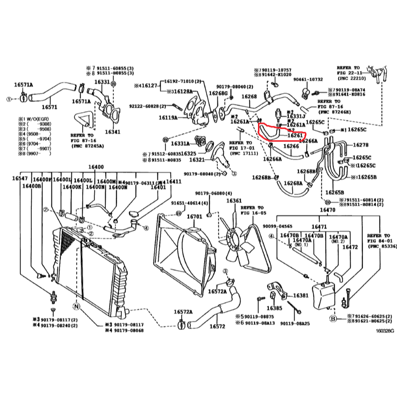 ท่อยางข้างเครื่อง บายพาส TOYOTA HIACE หัวจรวด RZH112 1989-2004 1RZ 2.0 2RZ 2.4