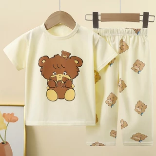 💘พร้อมส่งจากไทย ชุดเซ็ท เสื้อยืดแขนสั้น กางเกงขายาว ผ้าฝ้ายแท้100% เหมาะสำหรับเด็กผู้ชาย และเด็กผู้หญิง อายุ 3-8 ปี