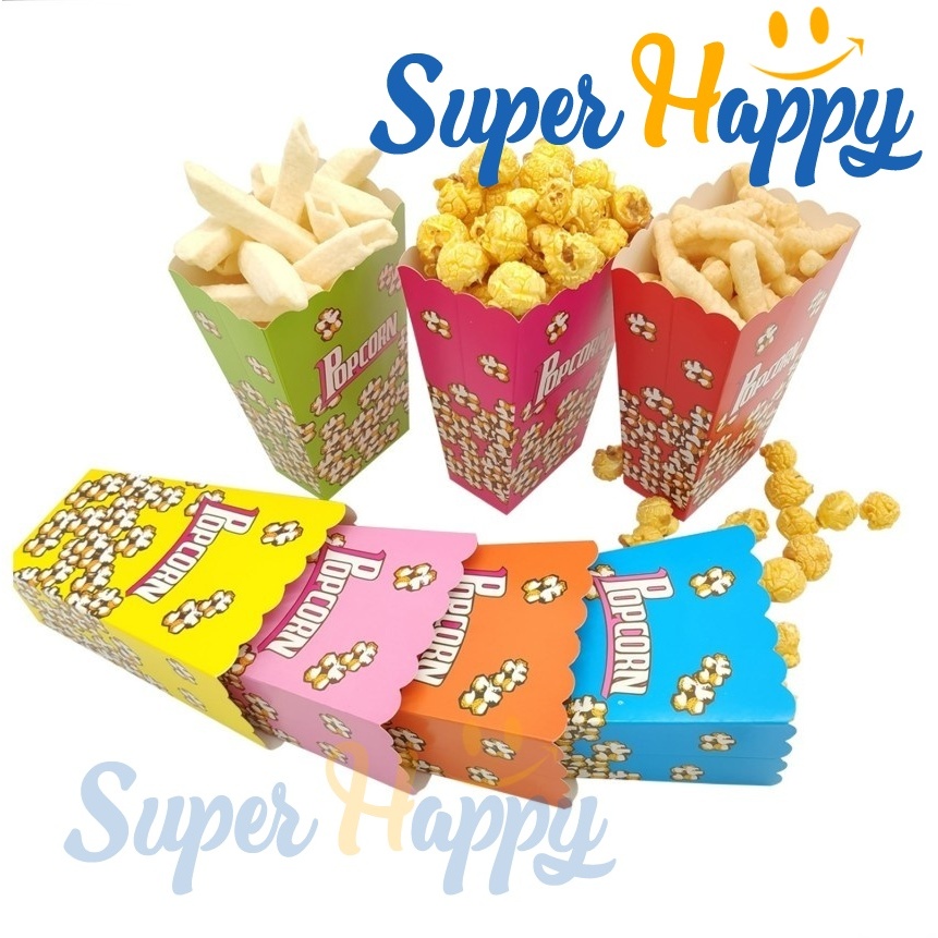 กล่องป๊อปคอร์นไซส์มินิ (แพ็ค 6 ใบ) 18 ออนซ์ ถ้วยป๊อปคอร์นทรงสูง 13ซม. สำหรับจัดงานปาร์ตี้ ใส่ขนม