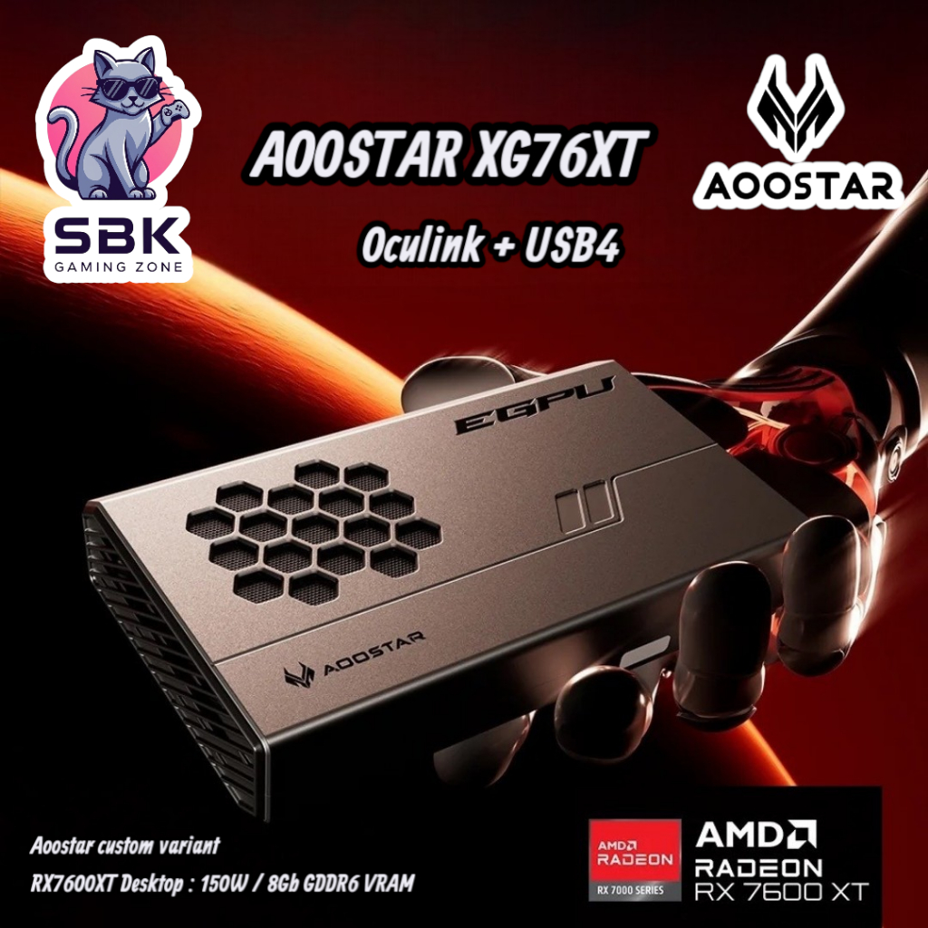 ของเข้า 15 พย. AOOSTAR XG76XT EGPU พกพา การ์ดจอ AMD RX 7600XT Desktop 150W / 8Gb VRAM (Oculink+USB4)