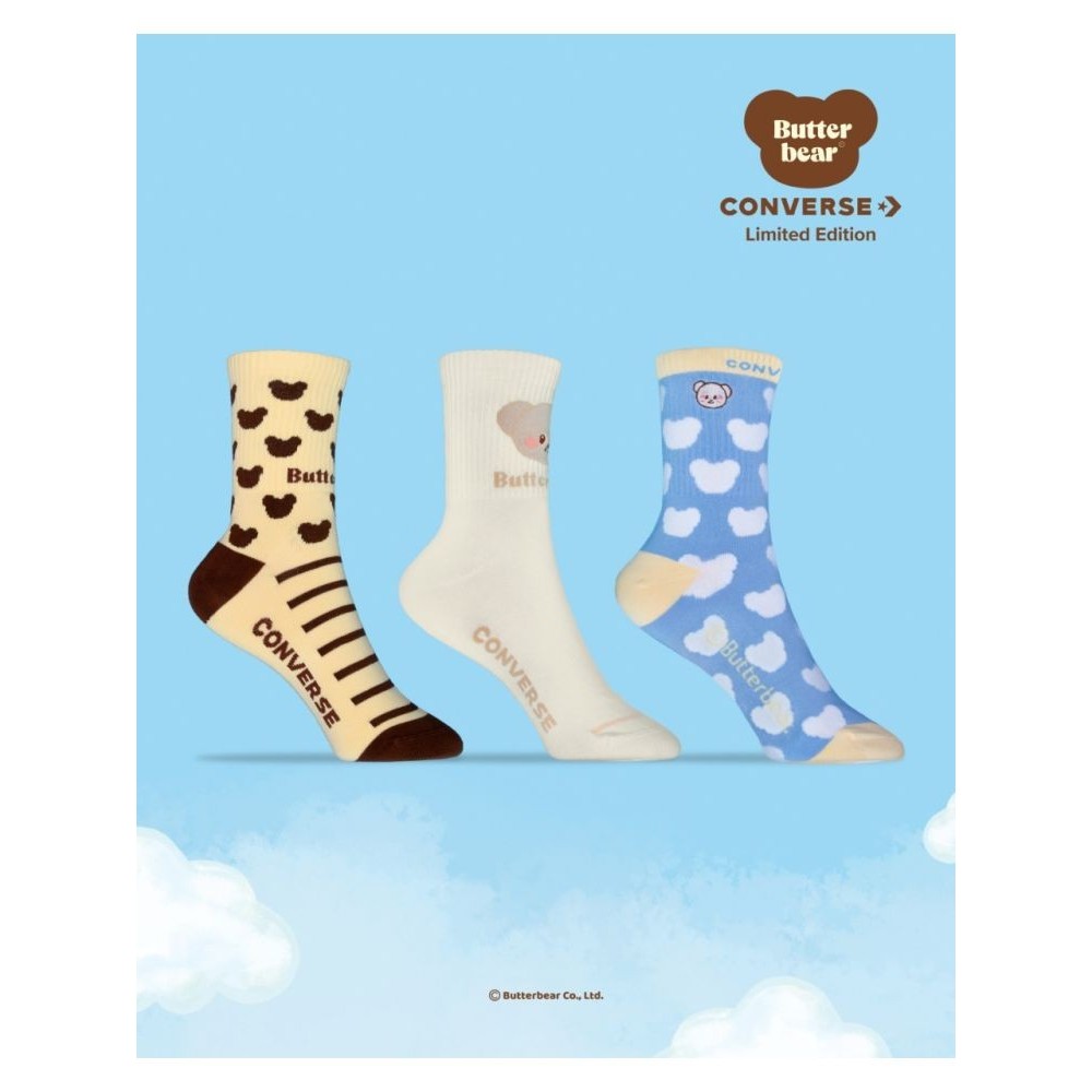 พร้อมส่ง✨Converse x Butterbear LITTLE CLOUD THE BEARS SOCKS (SET B) MULTI COLORS
