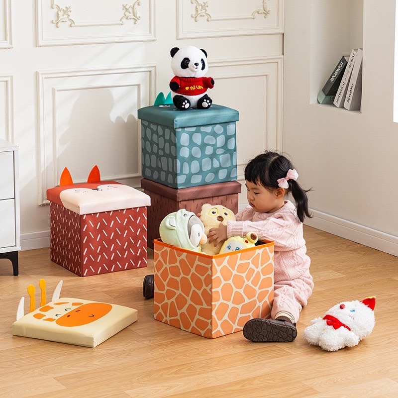 AIEhome กล่องเก็บของนั่งได้ กล่องใส่ของ กล่องพับเก็บได้ ลายการ์ตูนน่ารัก รุ่น 2072