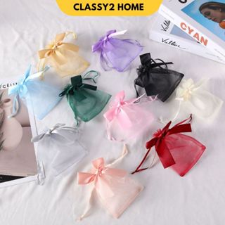 ถุงผ้าแก้ว ถุงตะข่าย หูรูด ใส่เครื่องประดับ พร้อมโบว์ (CH-23…