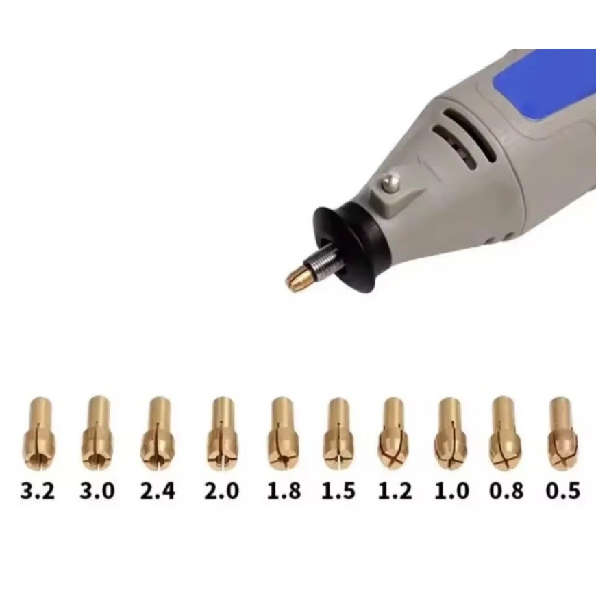 ดอกสว่าน ชุดก้านจับดอกสว่าน ขนาด0.5-3.2mm 10ชิ้น สำหรับเครื่องแกะสลัก เครื่องเจียสายอ่อน งานแกะสลัก อะแดปเตอร์ แปลงสว่าน
