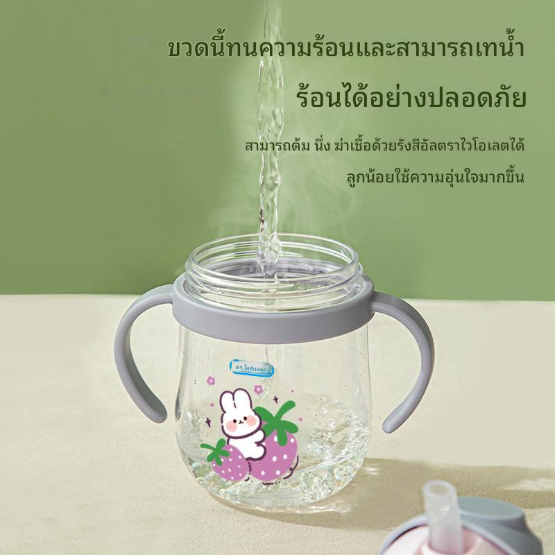 Preferred แก้วกันสำลัก แก้วหัดดื่ม แก้วน้ำเด็ก แก้วหัดดูดหลอดเด้ง ดูดทุกทิศทาง  ขวดน้ำไปโรงเรียน เลือกไซส์ได้ 250ml BY01 - รูปที่ 3