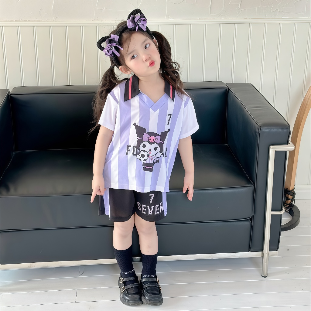 【พร้อมส่ง】ชุดเซ็ทเด็กผู้หญิงแฟชั่น เสื้อแขนสั้นกางเกงขาสั้น สีหวานสดใส ลำลอง - รูปที่ 3