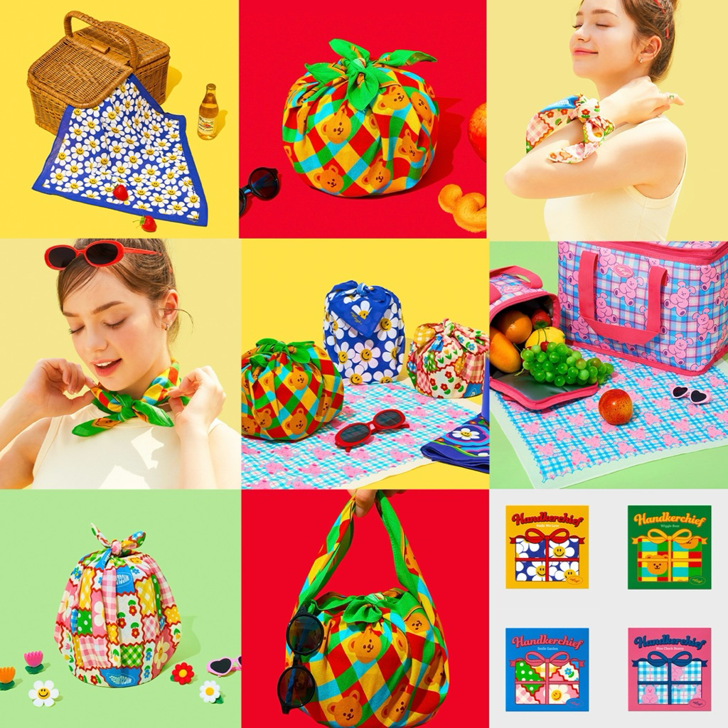 พร้อมส่ง🌈 Wiggle Wiggle แท้ 💯 ผ้าเช็ดหน้า อเนกประสงค์ Handkerchief ผ้าโพก ผ้าพันคอ สีสัน น่ารัก สดใส 80033