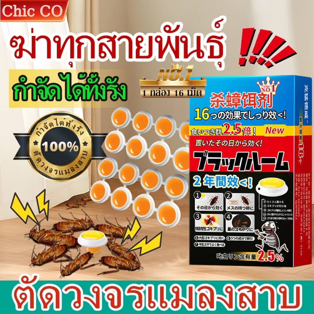 ไม่มีแมลงสาบ 5 ปี เหยื่อกำจัดแมลงสาบ กําจัดแมลงสาบ ยากําจัดแมลงสาบ ไล่แมลงสาบ ปลอดภัยสำหรับมนุษย์และสัตว์ บรรจุ 16 เม็ด