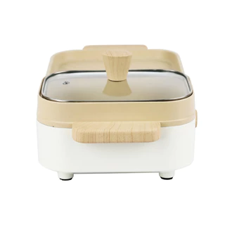 SMARTHOME เตาปิ้งย่างบาร์บีคิว SM-EG1603 สีครีม รุ่นใหม่ กำลังไฟ 1600w (รับประกัน 3 ปี) เตาย่างทรงเหลี่ยม หม้อสุกี้ชาบู