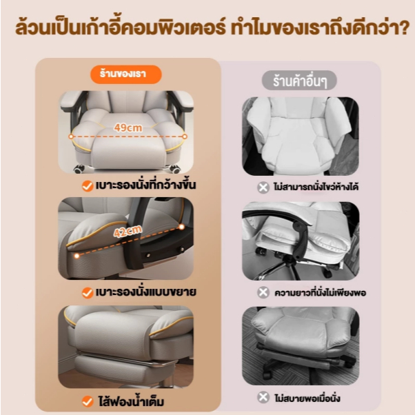 Millera【เบาะสองชั้น】เก้าอี้คอม เก้าอี้เกมมิ่ง 135° เอนหลัง เลือกได้ทั้งแบบมีล้อหรือขาเหล็กนั่งนานๆ ไม่เหนื่อย รูปที่ 8