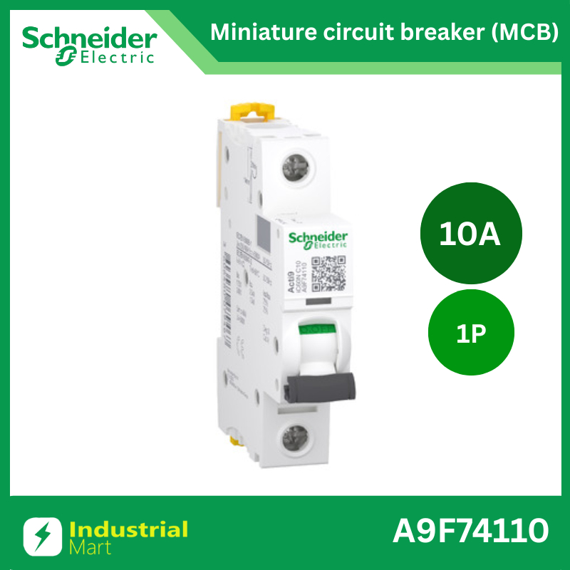 Schneider A9F74110 MCBActi9 iC60N C-Curve,400VAC,1P 10A 10kA