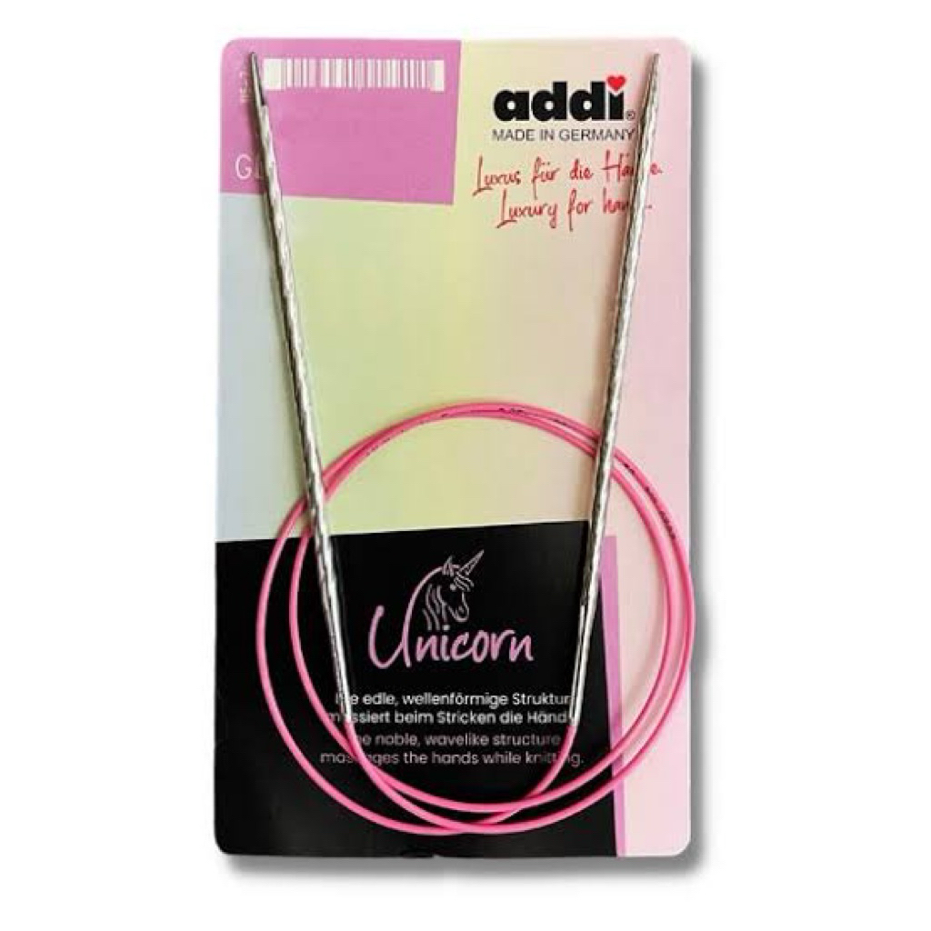 Addi Unicorn Circular Knitting Needle (115-7) ไม้นิตติ้งวงกลม รุ่น Unicorn มาพร้อมสายเคเบิลสีชมพูสดใส ผลิตในเยอรมนี