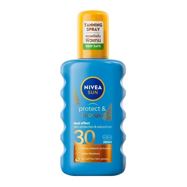 Nivea NIVEA Sun Protect Bronze SPF30 200ml. นีเวีย ซัน โพรเท็ค แอนด์ บรอนซ์ สเปรย์กันแดด สำหรับผิวกาย EXP.07/26