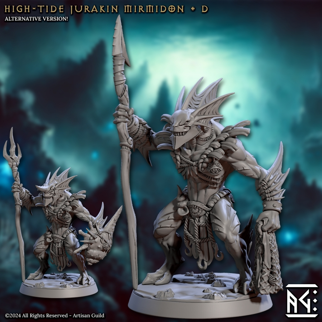 High-Tide Jurakin Mirmidon D - Mirmidons of the Death-Tide - Humanoid Sahuagin / 32mm scale 3D print
