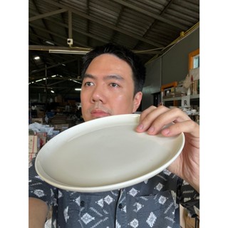 จานเซรามิค ดินเนอร์ จานมินิมอล จานคาเฟ่ ขนาด 8นิ้ว สีขาวขอบท…