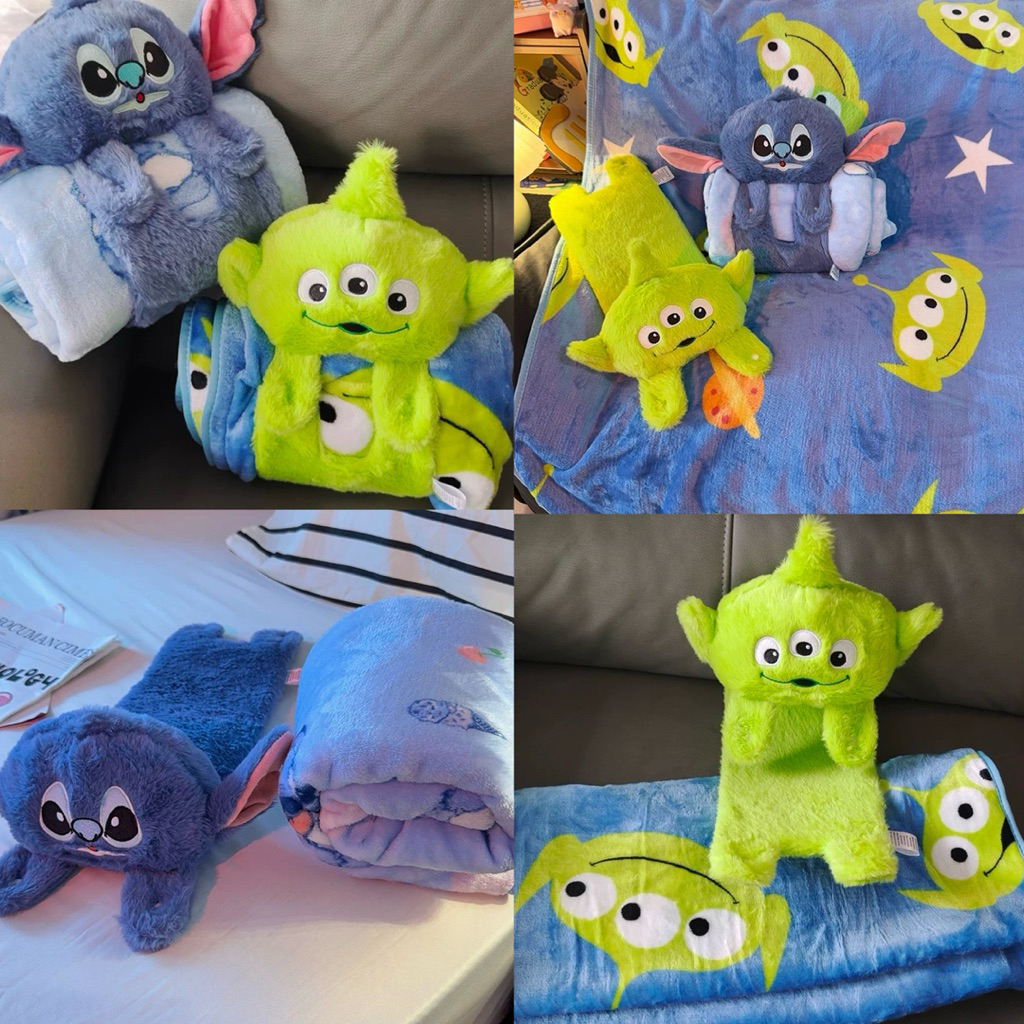 ຜ້າຫົ່ມພົກພາ Alien & Stitch (Green Man) ນ້ອມນຸ່ມ ອຸ່ນສະບາຍ 100x150 ຊມ.
