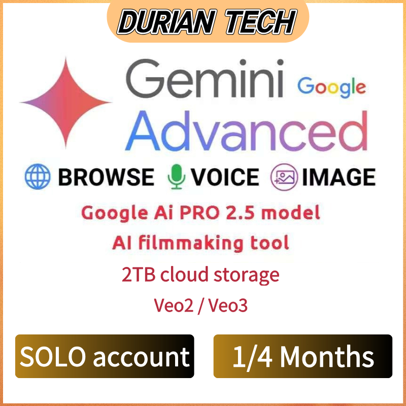 gemini advanced ai 2.5 pro มาพร้อมกับพื้นที่เก็บข้อมูลบนคลาวด์ 2TB support Veo2 / Veo3  1/4 months
