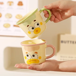 เซตแก้วกาแฟ มีกล่องของขวัญให้ ลายตัวตลก+ช้อน ไม่มีฝา น่ารัก ราคาถูก