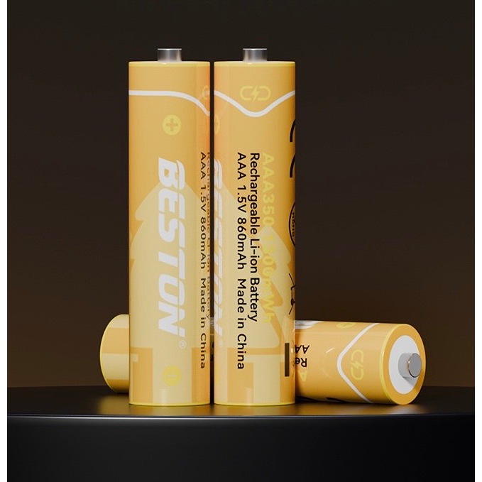 ถ่านชาร์จ AAA Beston 1.5V 666 mWh / 1300mWh แบตเตอรี่ลิเธียมแบบชาร์จไฟได้ จำนวน 4 ก้อน (แผงส้ม)
