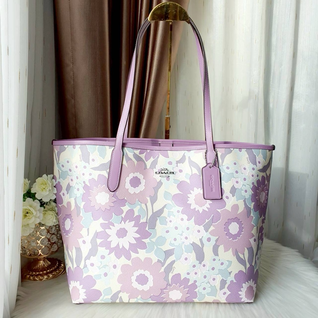 COACH CBG78 CITY TOTE WITH FLORAL
