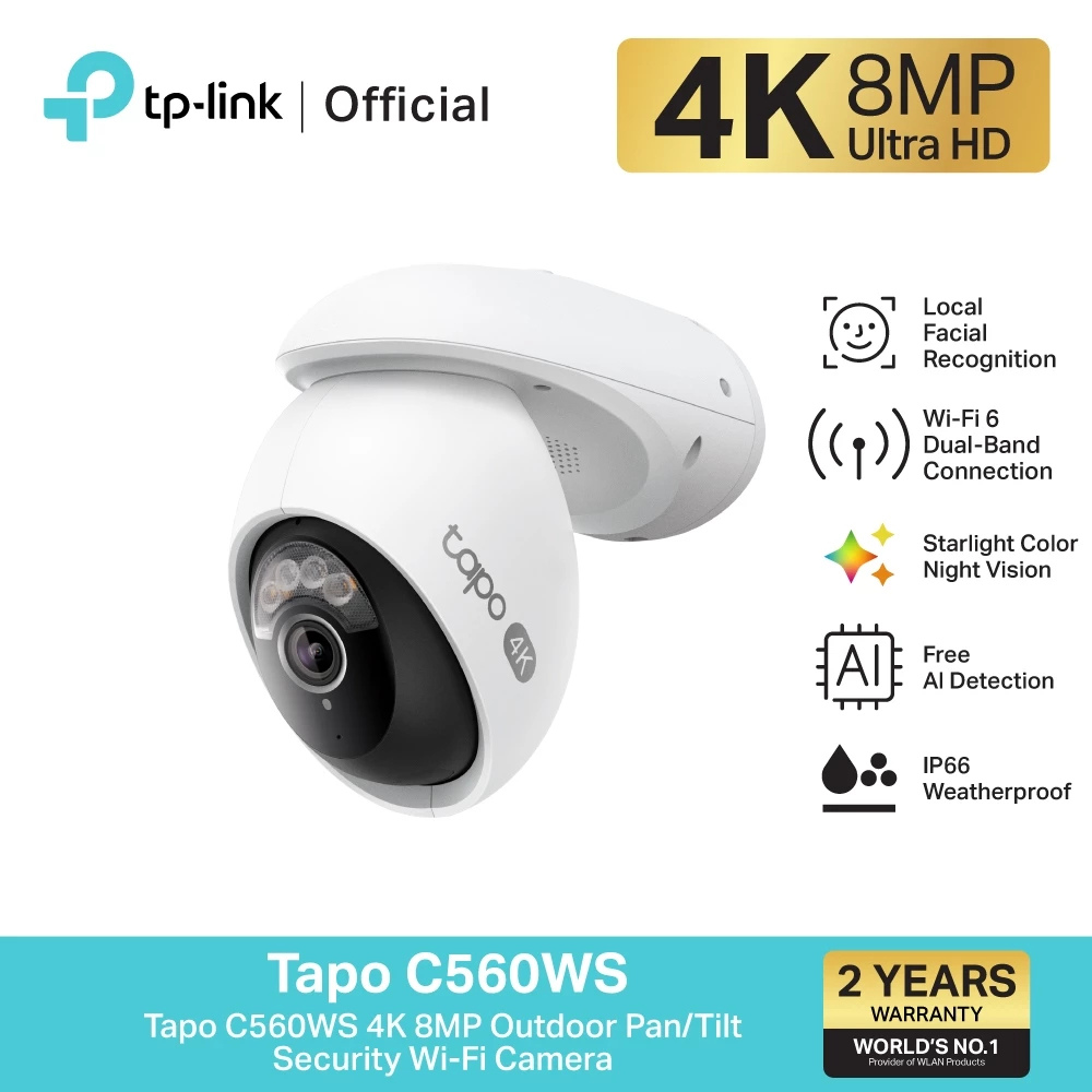 🔥ขายดีส่งไว🔥TP-LINK (Tapo C560WS) 4K 8MP Outdoor Pan/Tilt Security Wi-Fi Camera กล้องวงจรปิด