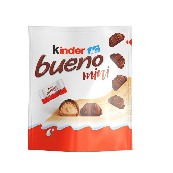 Kinder bueno mini 108g เวเฟอร์เคลือบช๊อคโกแลตไส้ครีมฮาเซนัท มีประมาณ 18 ชิ้น จากอิตาลี BBF.26/07/27