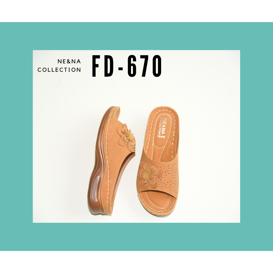 รองเท้าผู้หญิงเเบบเเตะสวมส้นสูงปานกลาง No. FD-670  NE&NA Collection Shoes