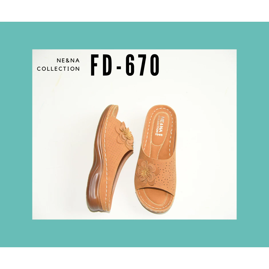 รองเท้าผู้หญิงเเบบเเตะสวมส้นสูงปานกลาง No. FD-670 NE&NA Collection Shoes