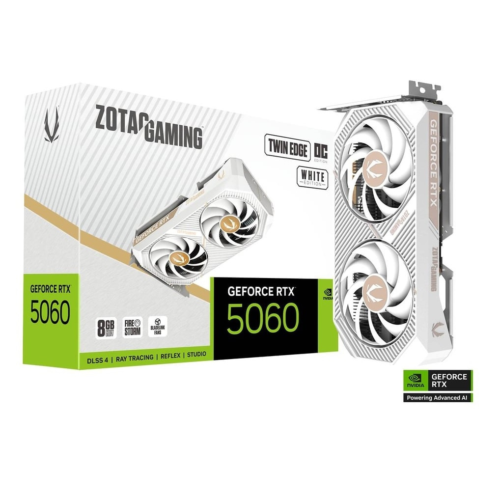 ZOTAC GAMING GeForce RTX 5060 8GB Twin Edge OC White Graphics Card การ์ดจอ (ZT-B50600Q-10M)