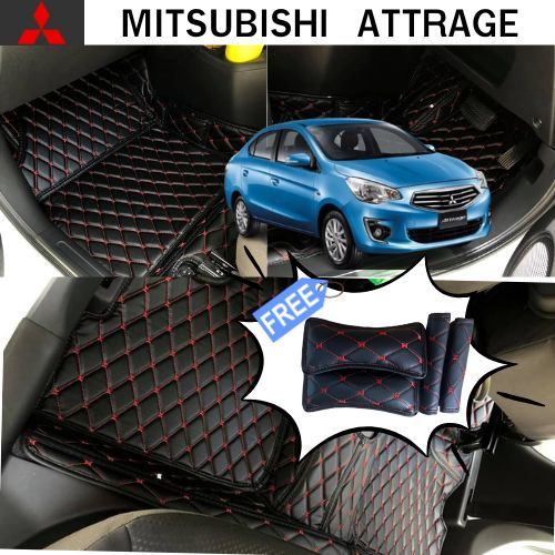 พรมปูพื้นเข้ารูปรถยนต์ Mitsubishi Attrage 2015-ปัจจุบันหนังpuหนา13มิล เกรดพรีเมี่ยม