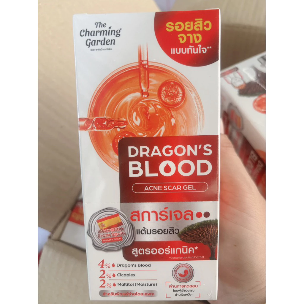(พร้อมส่ง ยกกล่อง x 6ซอง) ดราก้อนบลัด สการ์เจล แต้มรอยสิว The Charming Garden Dragon's Blood Acne Scar