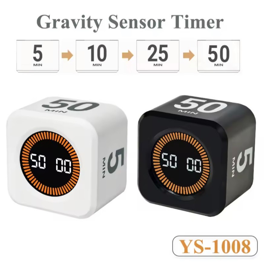 Digital Visual Timer เซ็นเซอร์แรงโน้มถ่วงพลิกจอแสดงผล LED 4 เวลาที่ตั้งไว้ล่วงหน้า Mini Cube Timer สําหรับทําอาหาร