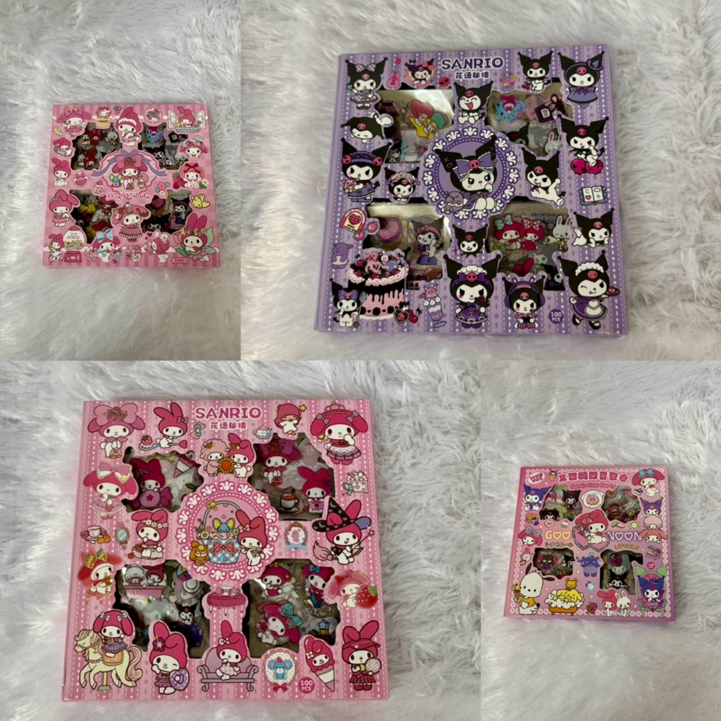 AIYIN สติ๊กเกอร์ 100แผ่นไม่ซ้ำลาย พร้อมกล่อง Sticker PVC น่ารักกันน้ำ สําหรับตกแต่ง สติ๊กเกอร์ไดคัท