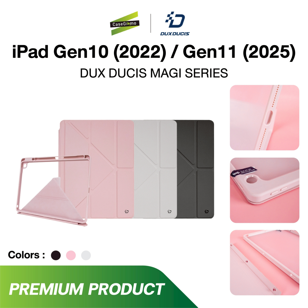 DUXDUCIS รุ่น Gen 7/8/9 ,Gen 10 ,Gen 11 เคสฝาพับ ถอดแยกได้ เคสหลังใส เคส สีชมพู สีดำ สีเทา Magi Case