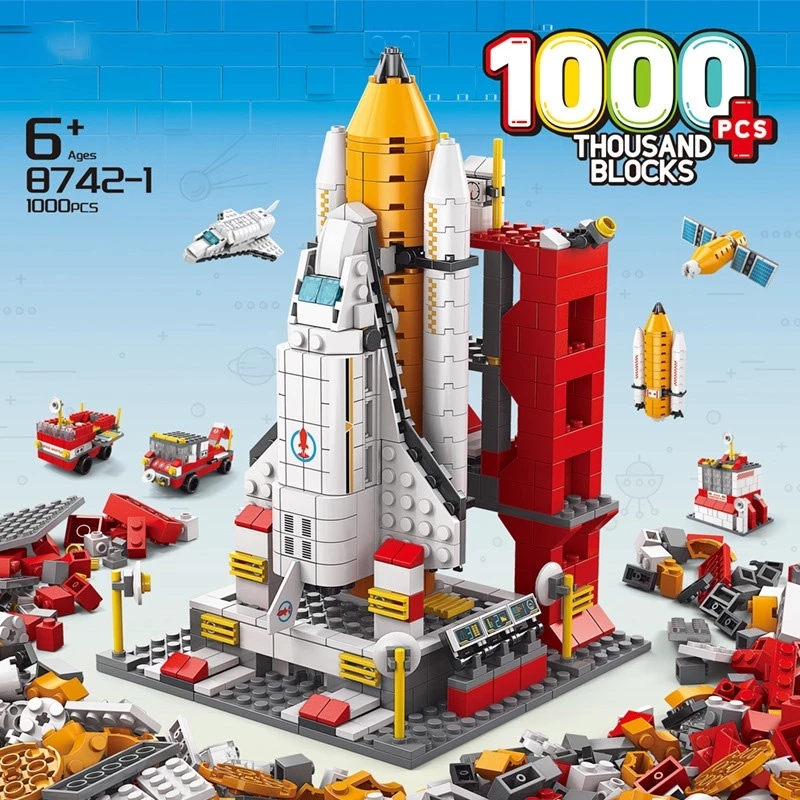 1000ชิ้น นาโนบล็อก อิฐจรวด 3D ปริศนาเครื่องบินกระสวยอวกาศ การปล่อยจรวด ของเล่นบล็อกต่อ ABS นาโนบล็อก อิฐสร้างอาคาร