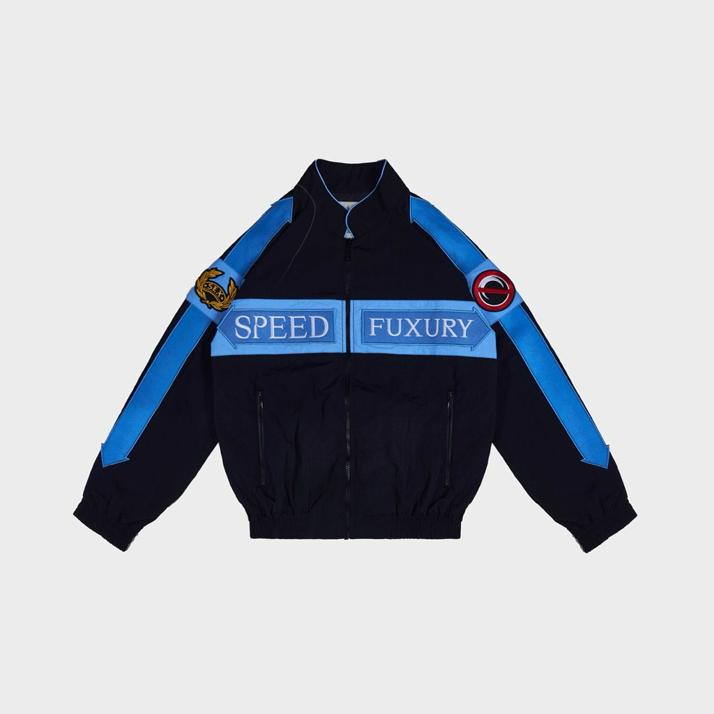 'Speed'  Track Nylon Patch Moto Jacket